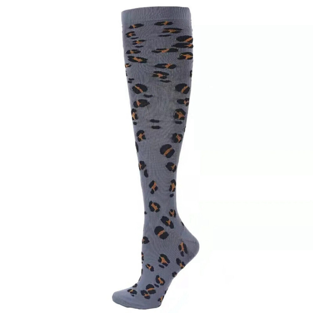Knee High Socks With Leopard Spots In Gray Size S/M